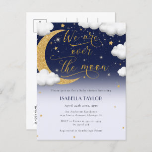 Cute Over the Moon Gender Neutral Baby Shower Invitation Postcard