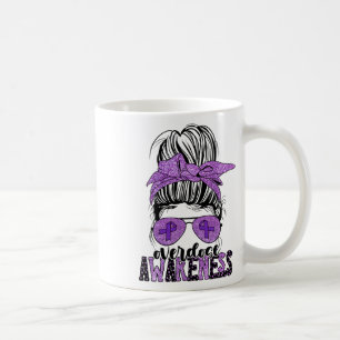 Cute Overdose Awareness Messy Hair Bun For Women 2 Coffee Mug