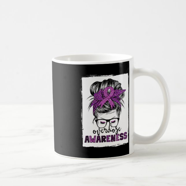 Cute Overdose awareness messy hair bun for women  Coffee Mug (Right)