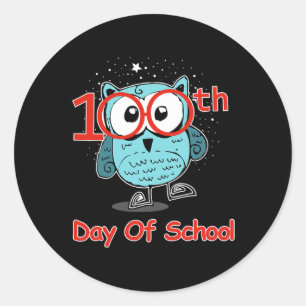 Cute Owl 100th Day Of School 100 Days Smarter Tee Classic Round Sticker