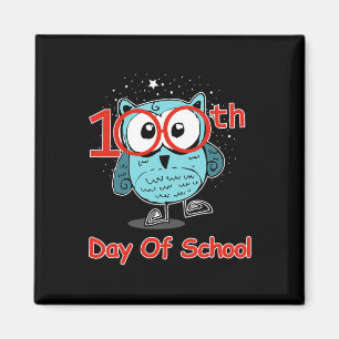 Cute Owl 100th Day Of School 100 Days Smarter Tee Magnet