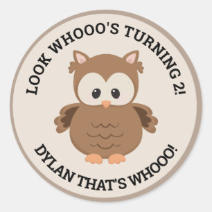 Cute Owl 2nd Birthday Envelope Seal