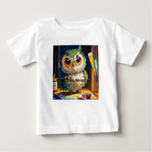 Cute Owl Acrylic and Palette knife strokes Baby T-Shirt