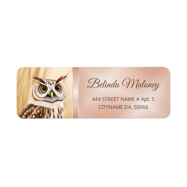  Cute Owl AI Photo Style Return Address Label (Front)