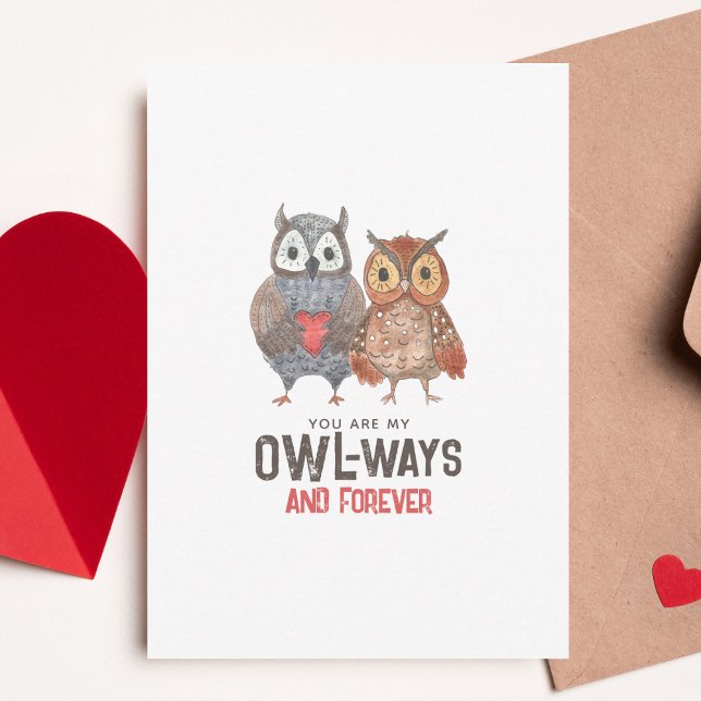 Cute Owl Always and Forever Valentine's Day Card (Creator Uploaded)