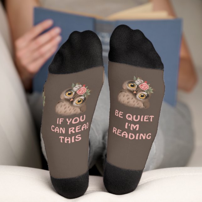 Cute Owl and Fun Text Socks (Bottom)