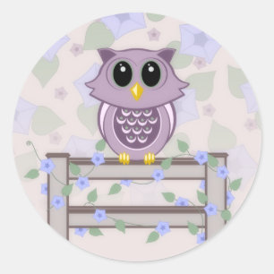 Cute Owl and Morning Glories Stickers