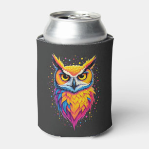 Cute Owl artwork Owl Nocturnal Bird Lover Can Cooler