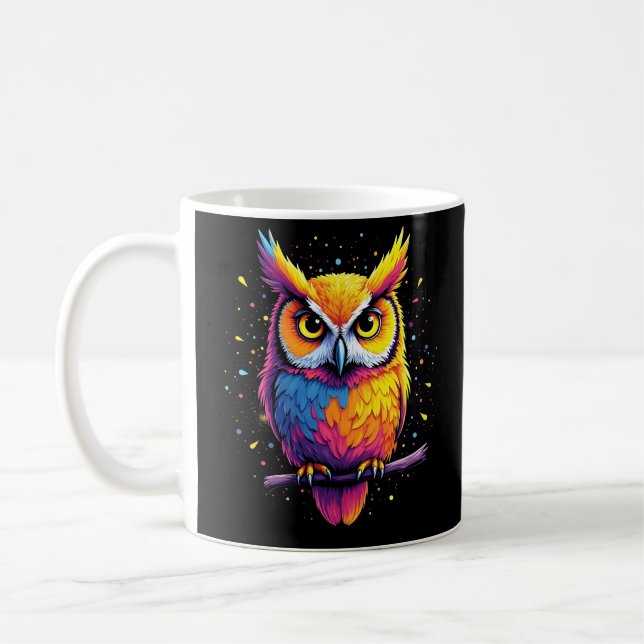 Cute Owl artwork Owl Nocturnal Bird Lover Coffee Mug (Left)