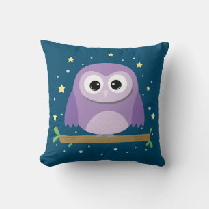 Cute owl at night cushion