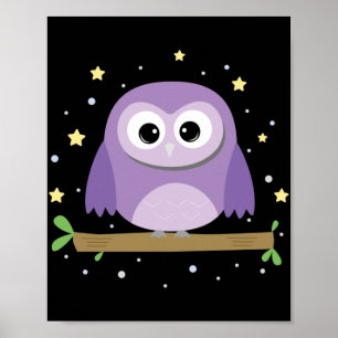 Cute owl at night poster