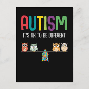 Cute Owl Autism Awareness Puzzle Autistic Kid Postcard