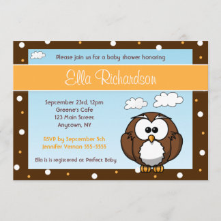Cute Owl Baby Shower Invitation