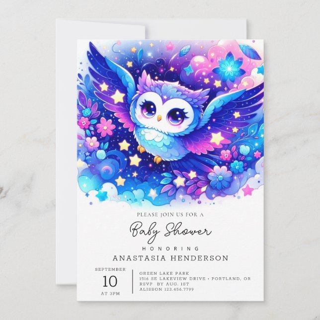 Cute Owl Baby Shower Invitation (Front)