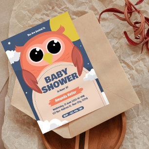 Cute Owl Baby Shower Invitation