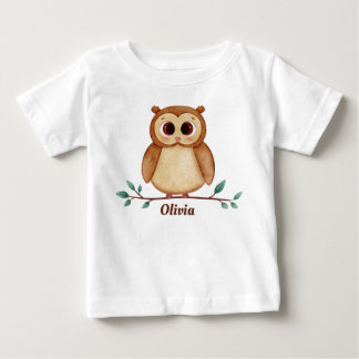 Cute Owl Baby T-Shirt with Name