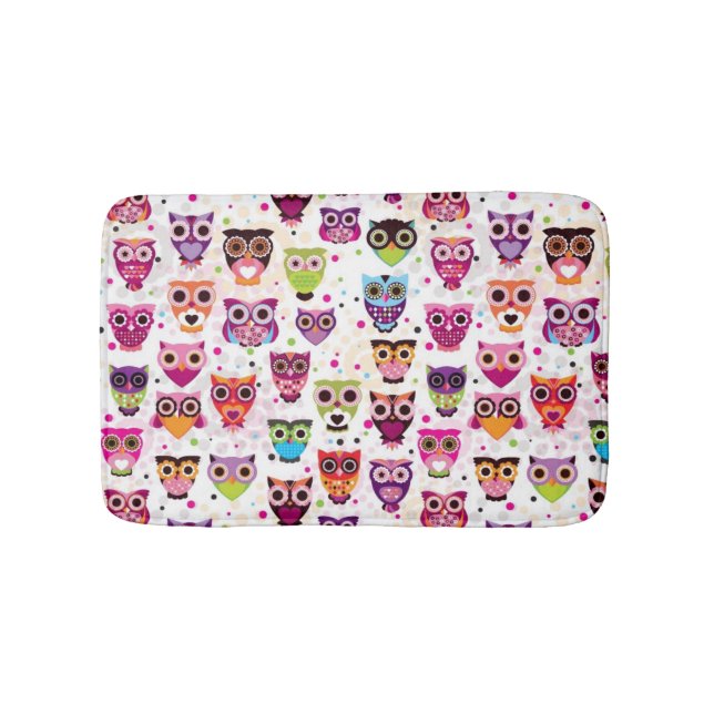 Cute owl background pattern for kids bath mat (Front)