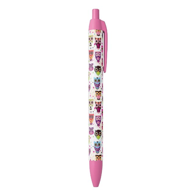 Cute owl background pattern for kids black ink pen (Bottom (Vertical))
