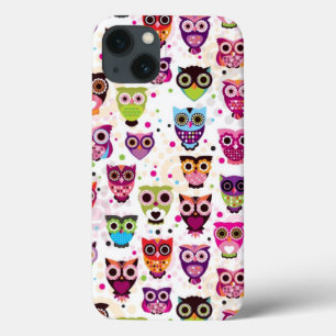 Cute owl background pattern for kids iPhone 13 case