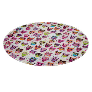 Cute owl background pattern for kids cutting board