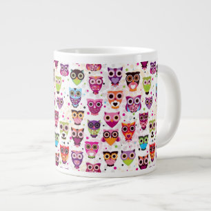 Cute owl background pattern for kids large coffee mug