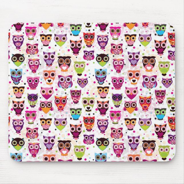 Cute owl background pattern for kids mouse pad (Front)