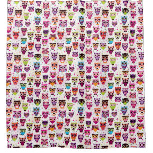 Cute owl background pattern for kids shower curtain