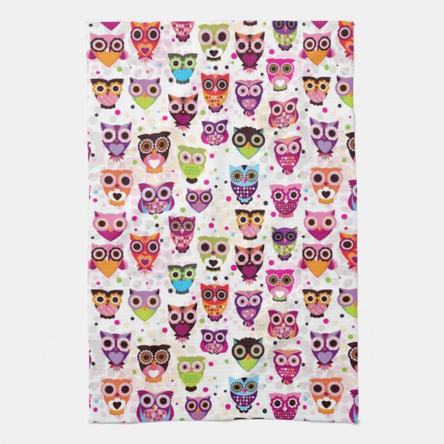 Cute owl background pattern for kids tea towel (Vertical)