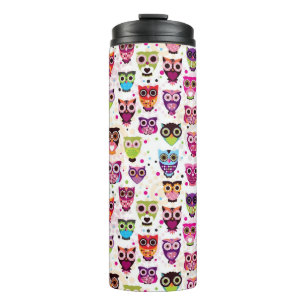 Cute owl background pattern for kids thermal tumbler