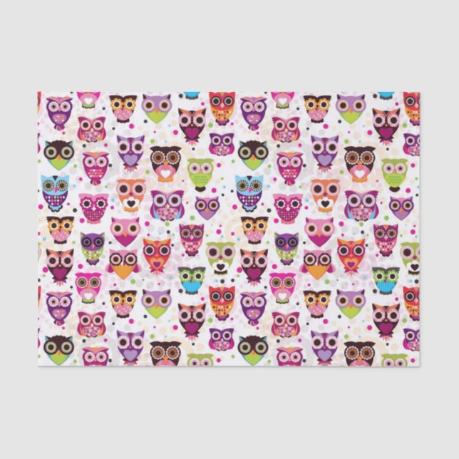 Cute owl background pattern for kids tissue paper (Front)