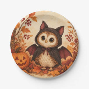 Cute Owl Bat Costume Halloween Party Plates