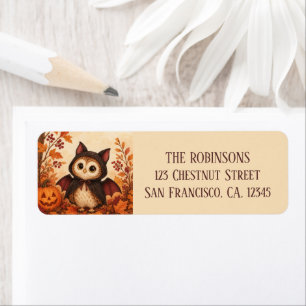 Cute Owl Bat Costume Halloween Personalised Return Address Label