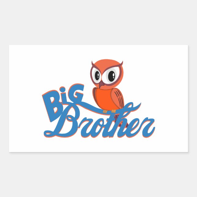 Cute Owl Big Brother Rectangular Sticker (Front)