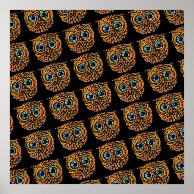 cute owl bird faces poster (Front)