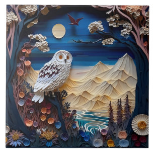 Cute owl bird lovers ceramic tile