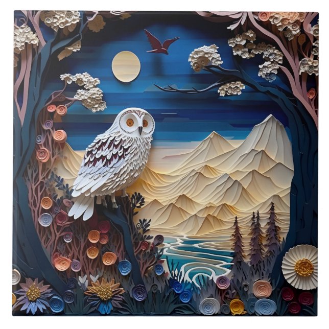 Cute owl bird lovers  ceramic tile (Front)