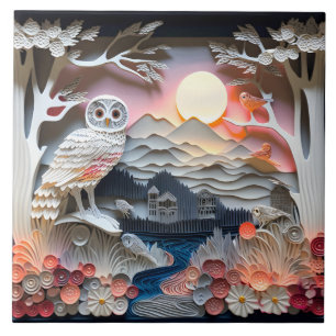 Cute owl bird lovers ceramic tile