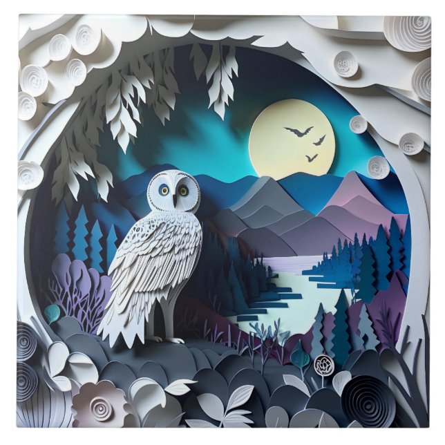 Cute owl bird lovers  ceramic tile (Front)