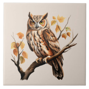 Cute owl bird lovers ceramic tile