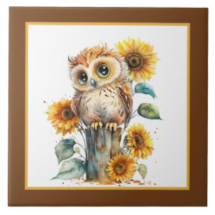 Cute owl bird lovers  ceramic tile