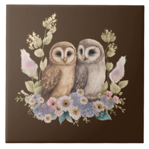Cute owl bird lovers ceramic tile