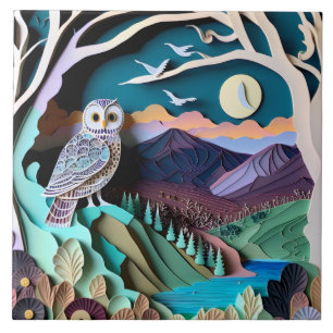 Cute owl bird lovers ceramic tile