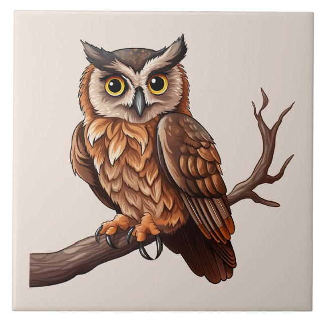 Cute owl bird lovers  ceramic tile (Front)