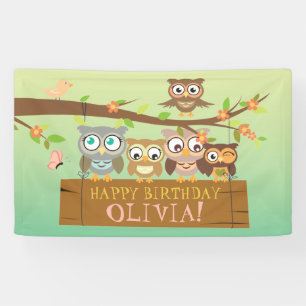 Cute owl birthday Banner