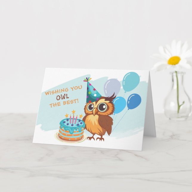 Cute Owl Birthday Card  (Small Plant)