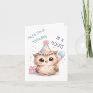 Cute Owl Birthday Card - Fun Hoot Celebration