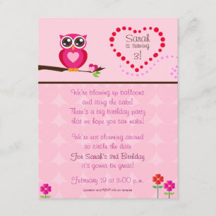 Cute Owl Birthday Invitation