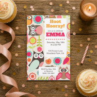 Cute Owl Birthday Invitation Hoot Hooray Birthday