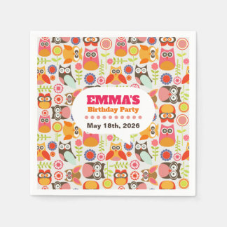 Cute Owl Birthday Invitation Hoot Hooray Birthday Napkin