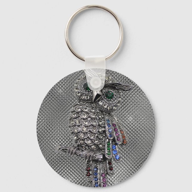 cute owl bling key ring (Front)
